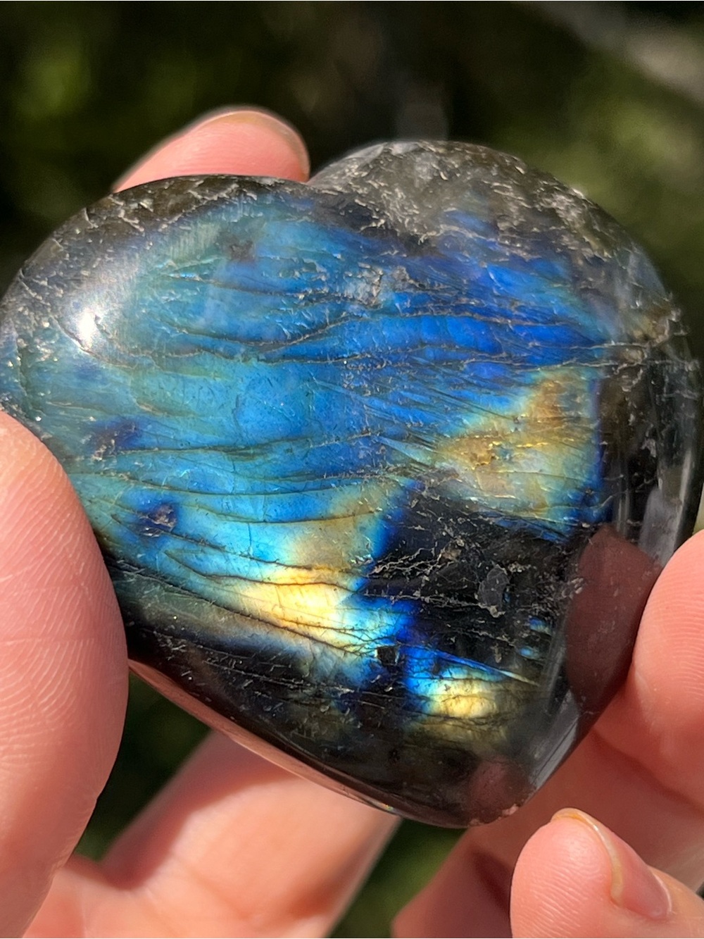 Labradorite (5) heart with stand | crystal